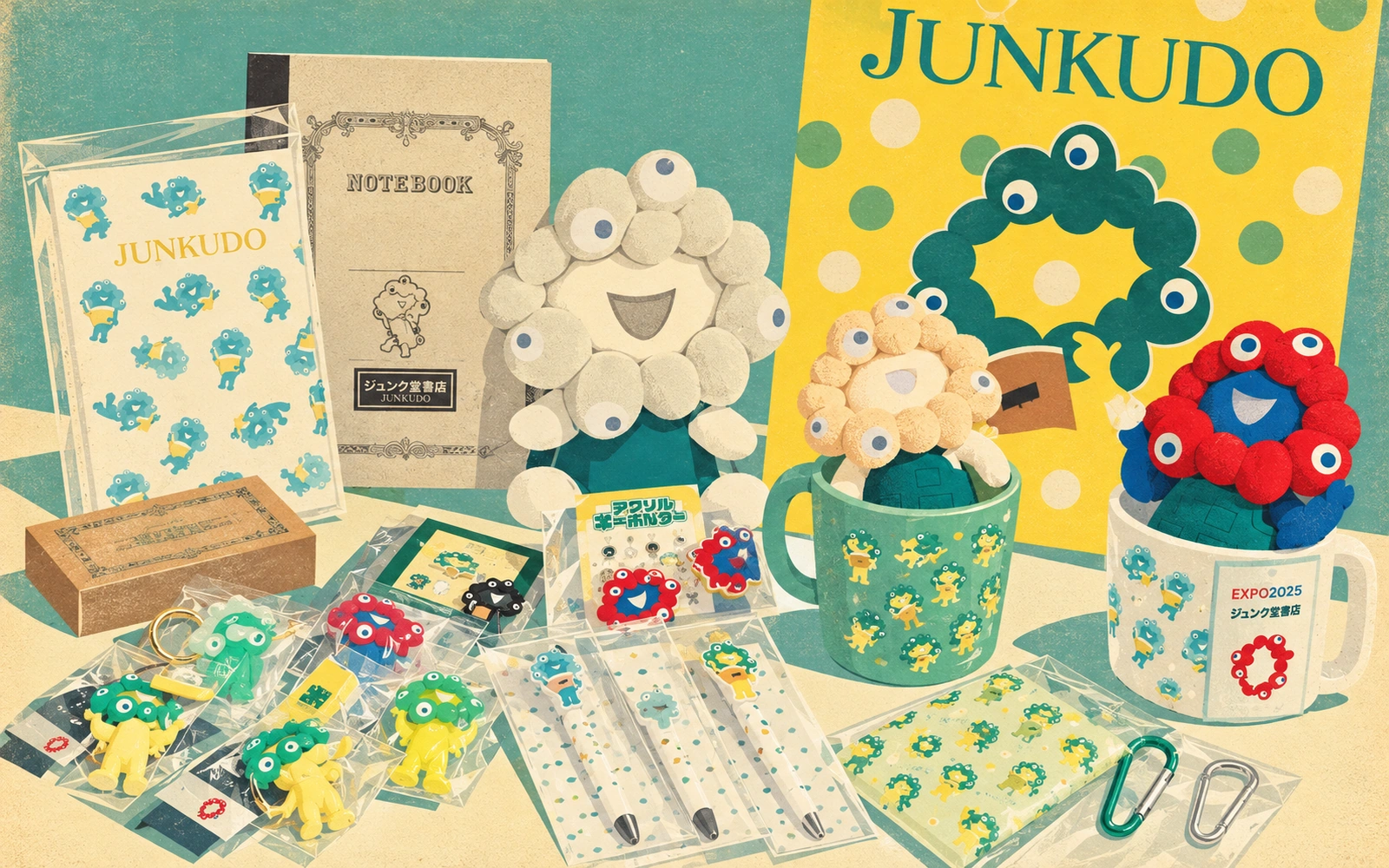 ミャクミャク×ジュンク堂書店コラボグッズついに発売。エプロンを着たお手玉ぬいぐるみほか、こだわりを聞いてきた